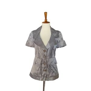 Union Satin Short Sleeve Fitted Blazer Size Small‎ Grey